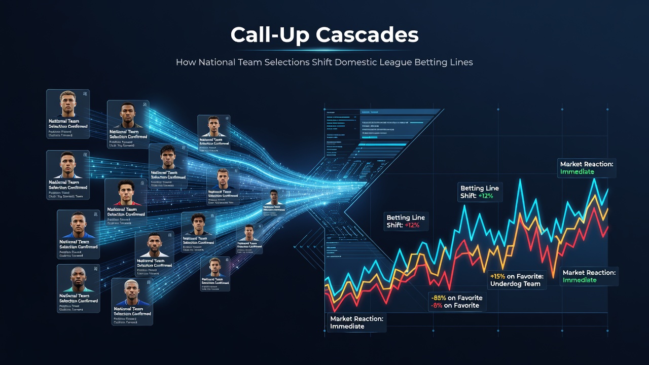 National team call-up announcements displayed on a digital sports betting interface with shifting odds for domestic league matches