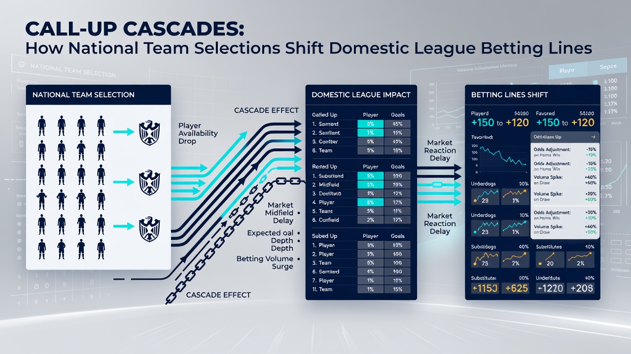Betting terminal screen showing adjusted domestic league odds following international call-up announcements