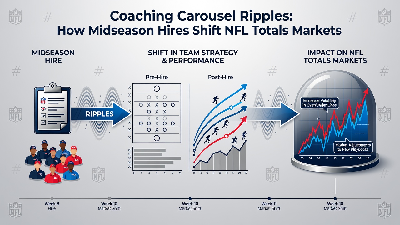 Chart displaying NFL totals line movements following midseason coaching announcements
