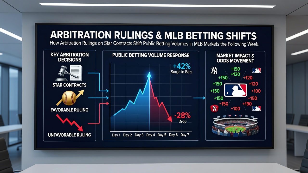 MLB betting market data charts showing volume fluctuations after contract arbitration decisions