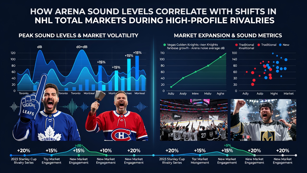 Graph displaying decibel levels versus NHL total goals in rivalry games across multiple seasons