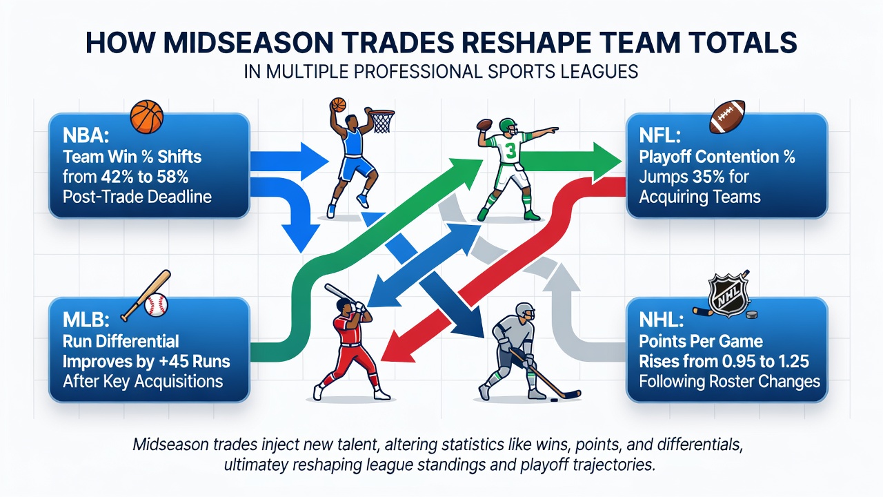 Analysis of roster changes affecting totals in NHL and NFL