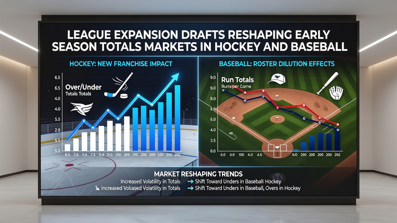 Baseball and hockey players in action during early season games with betting market indicators