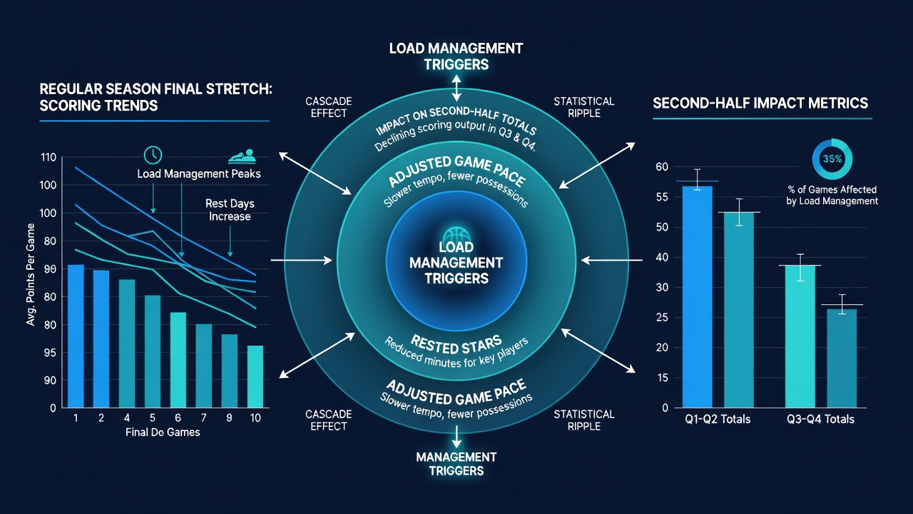 Chart showing NBA second-half scoring trends linked to player rest protocols