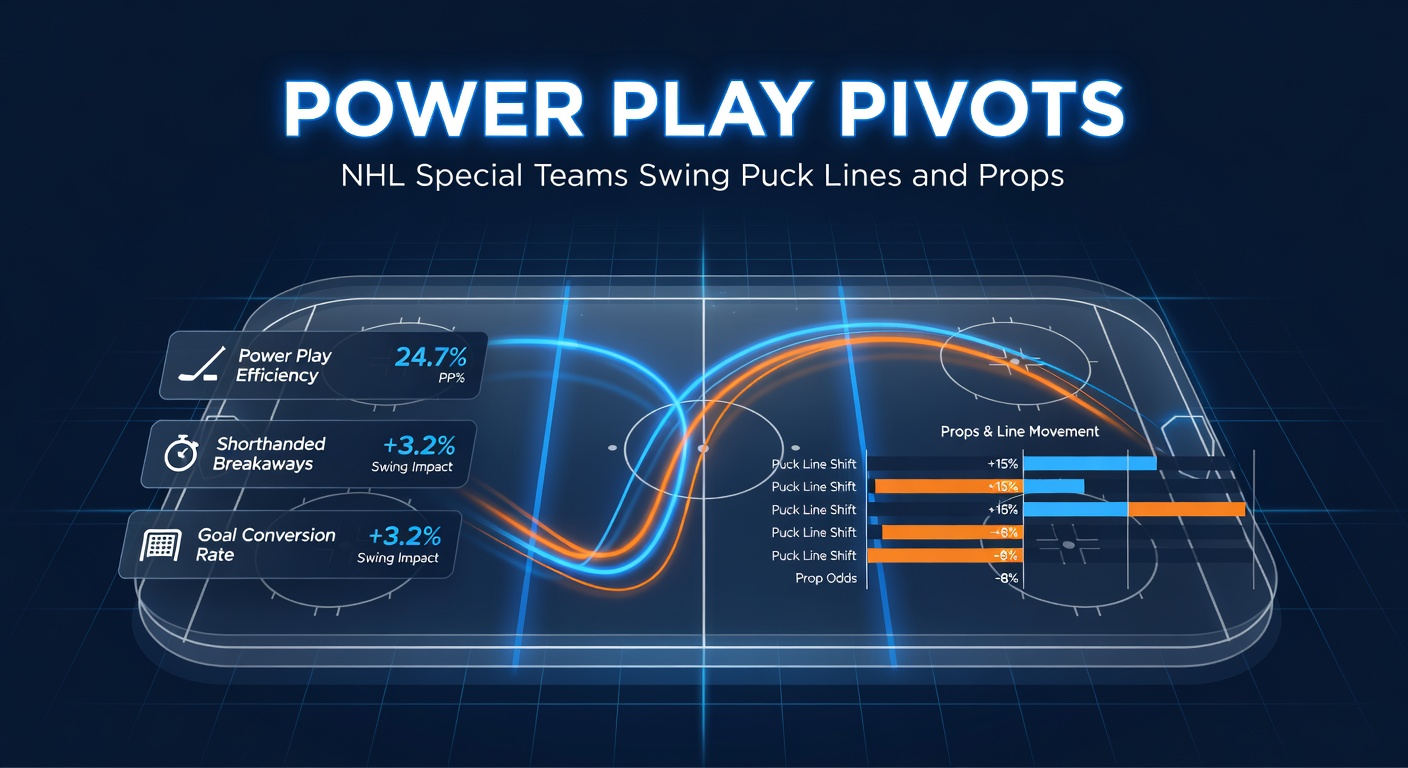 Close-up of an NHL power play setup, with defenders scrambling as the puck cycles in the offensive zone