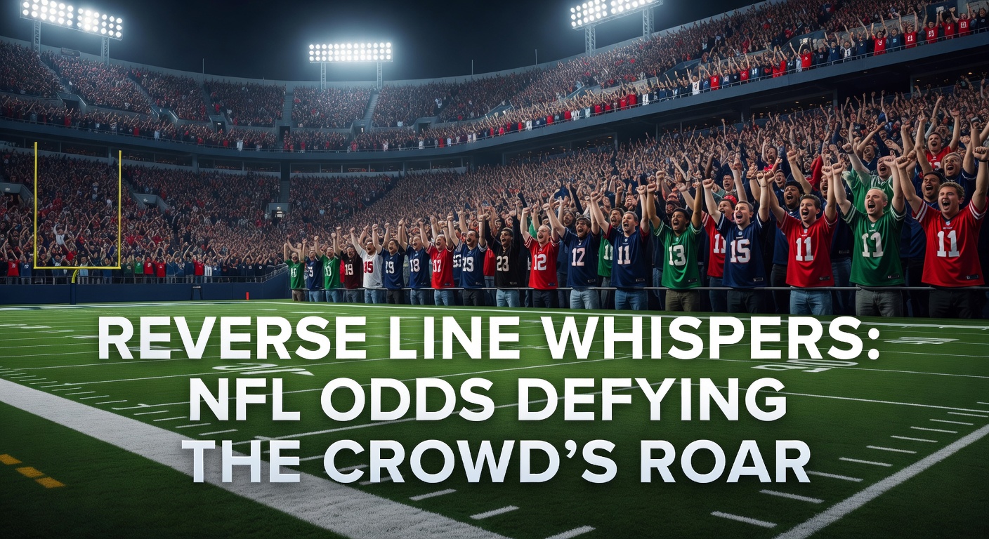 NFL betting lines shifting against heavy public action on a football field under stadium lights