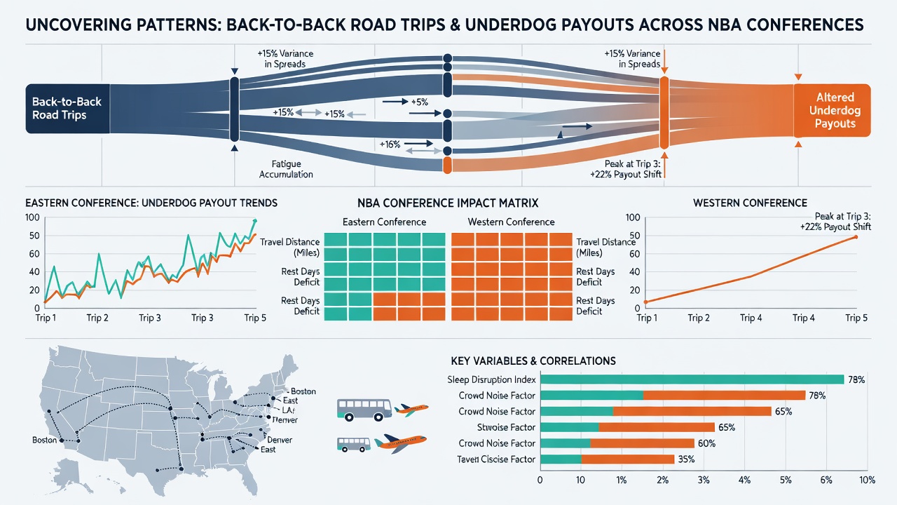 Graphical breakdown of underdog odds shifts tied to NBA road trip fatigue